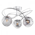 Onawa 3 Light Semi Flush Ceiling Light In Polished Chrome With Smoked Glass ONA5350-15