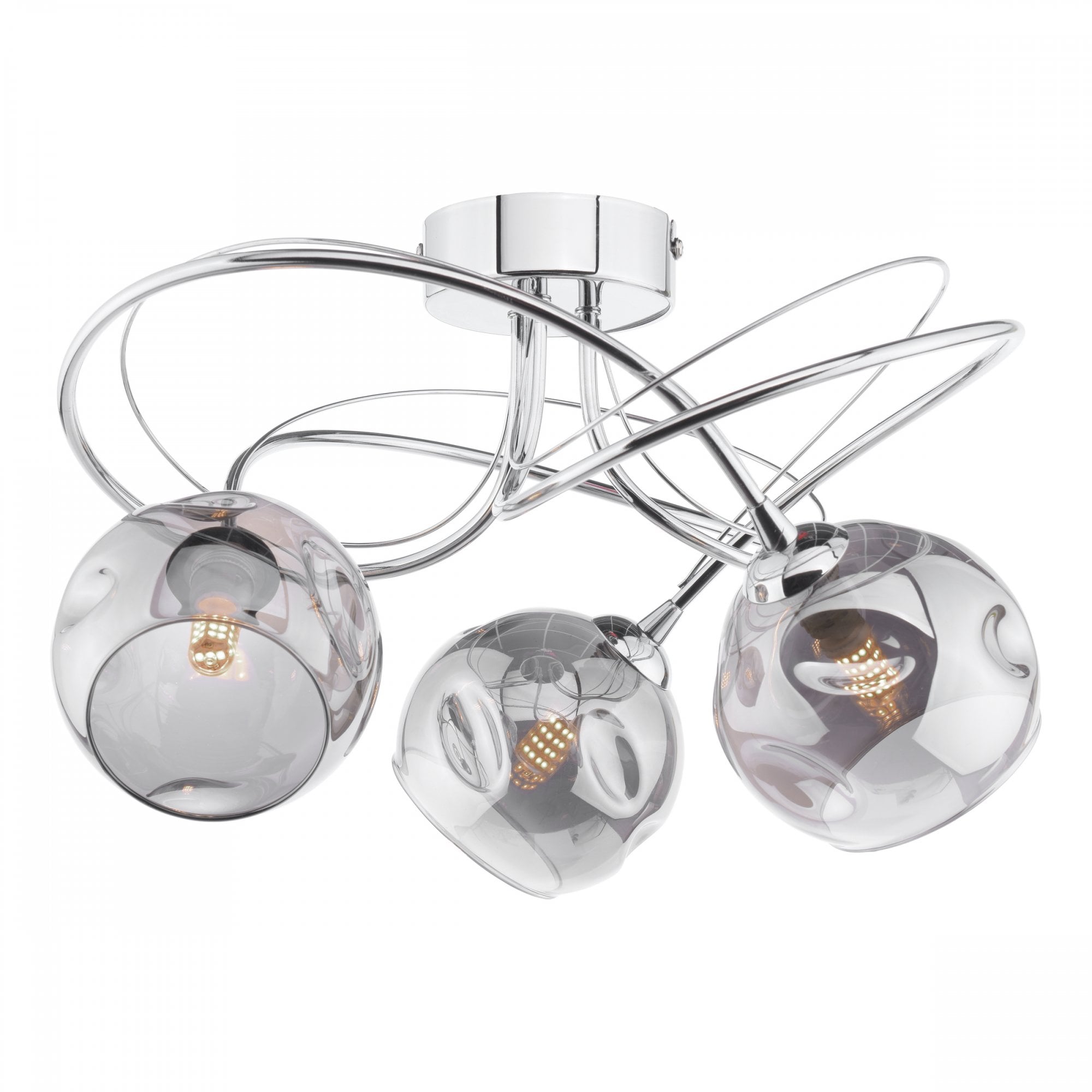 Onawa 3 Light Semi Flush Ceiling Light In Polished Chrome With Smoked Glass ONA5350-15