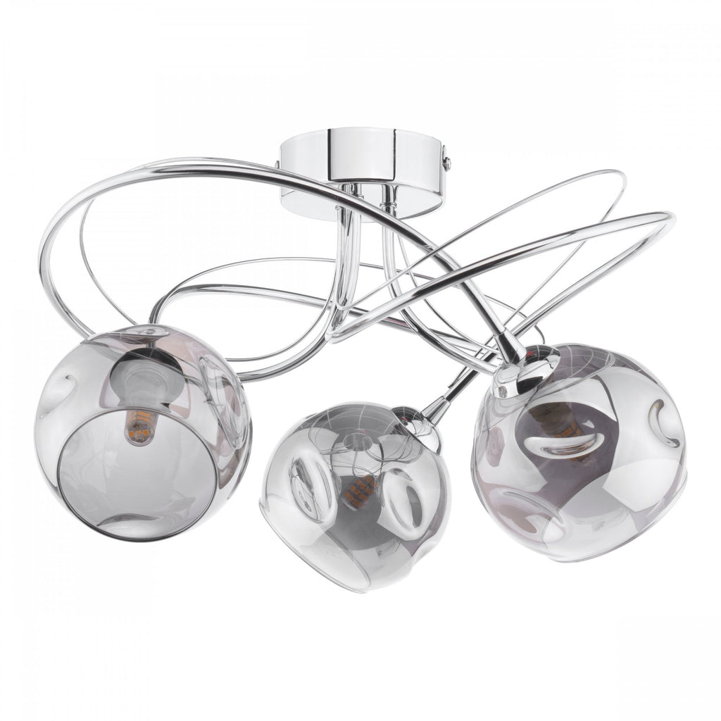 Onawa 3 Light Semi Flush Ceiling Light In Polished Chrome With Smoked Glass ONA5350-15