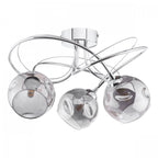 Onawa 3 Light Semi Flush Ceiling Light In Polished Chrome With Smoked Glass ONA5350-15