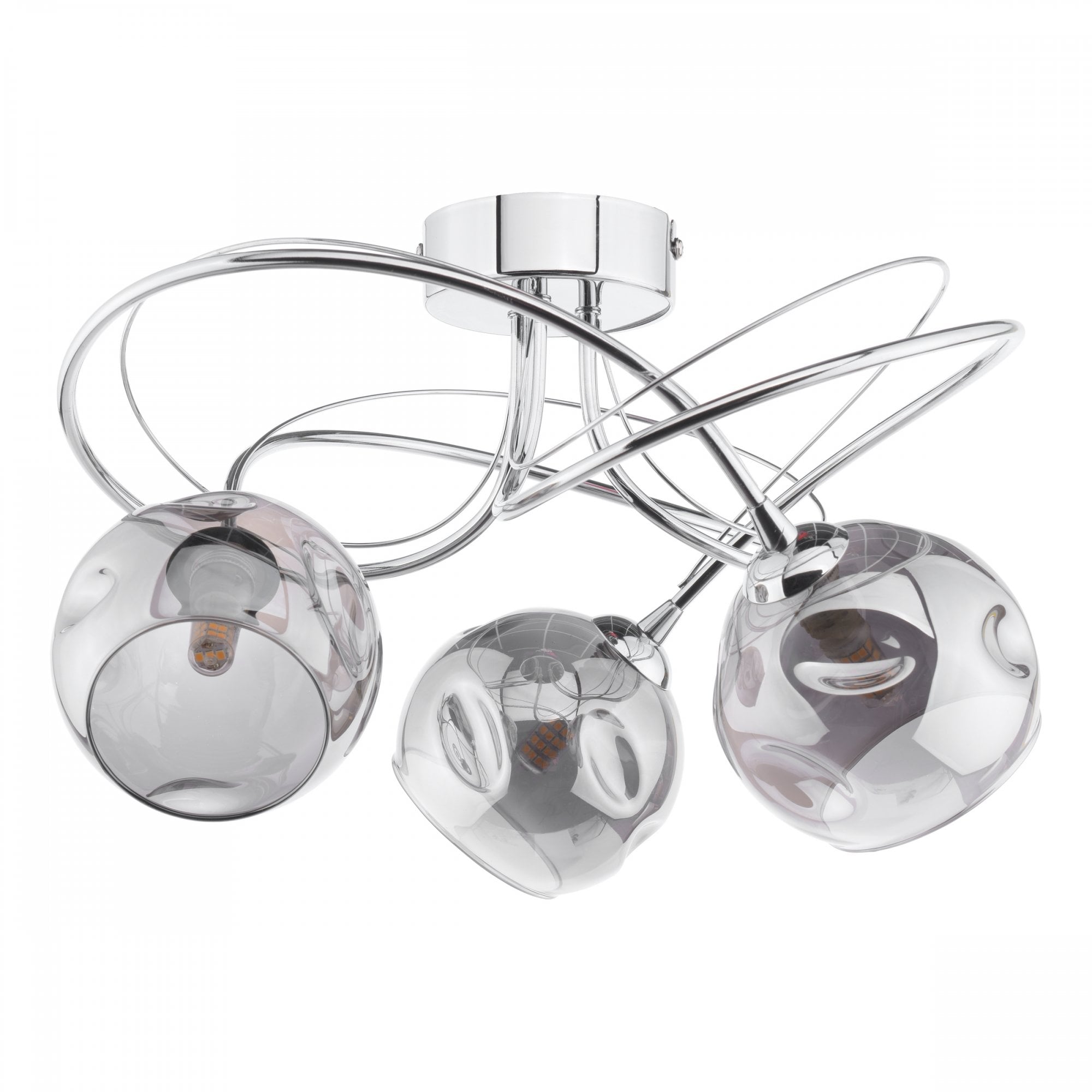 Onawa 3 Light Semi Flush Ceiling Light In Polished Chrome With Smoked Glass ONA5350-15