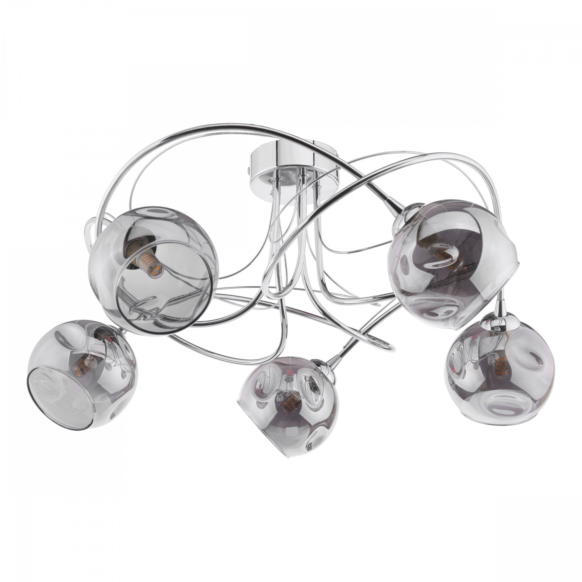 Onawa 5 Light Semi Flush Ceiling Light In Polished Chrome With Smoked Glass ONA5450-15