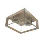 Heaton Industrial Flush Ceiling Light In Brushed Silver Finish 2412-2SI