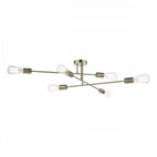 Neve Industrial 6 Light Flush Ceiling Light In Antique Brass Finish NEV6475