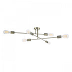 Neve Industrial 6 Light Flush Ceiling Light In Antique Brass Finish NEV6475