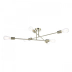 Neve Industrial 6 Light Flush Ceiling Light In Antique Brass Finish NEV6475