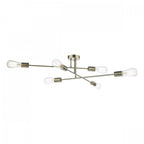 Neve Industrial 6 Light Flush Ceiling Light In Antique Brass Finish NEV6475