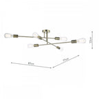 Neve Industrial 6 Light Flush Ceiling Light In Antique Brass Finish NEV6475