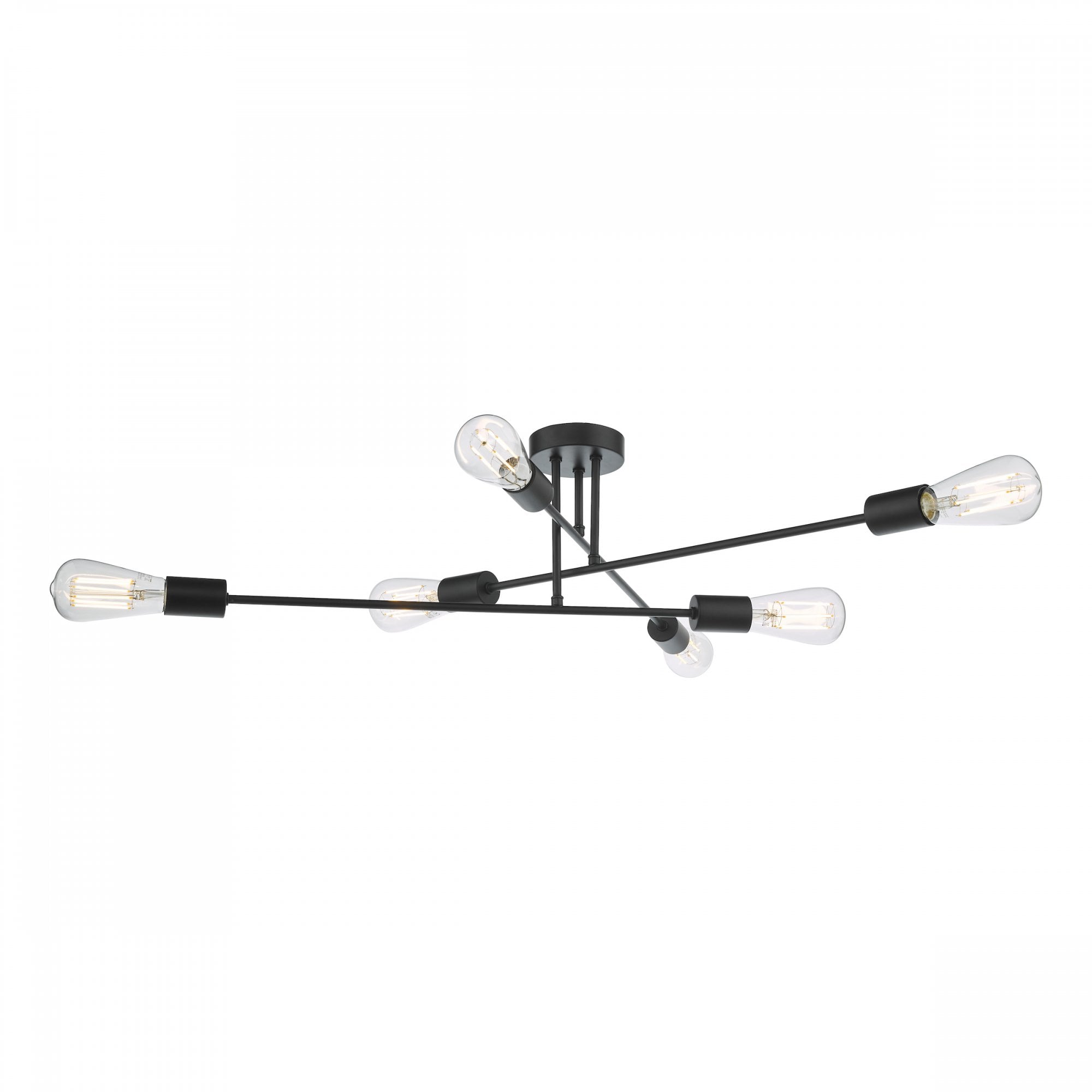 Neve Industrial 6 Light Flush Ceiling Light In Black Finish NEV6422