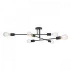 Neve Industrial 6 Light Flush Ceiling Light In Black Finish NEV6422