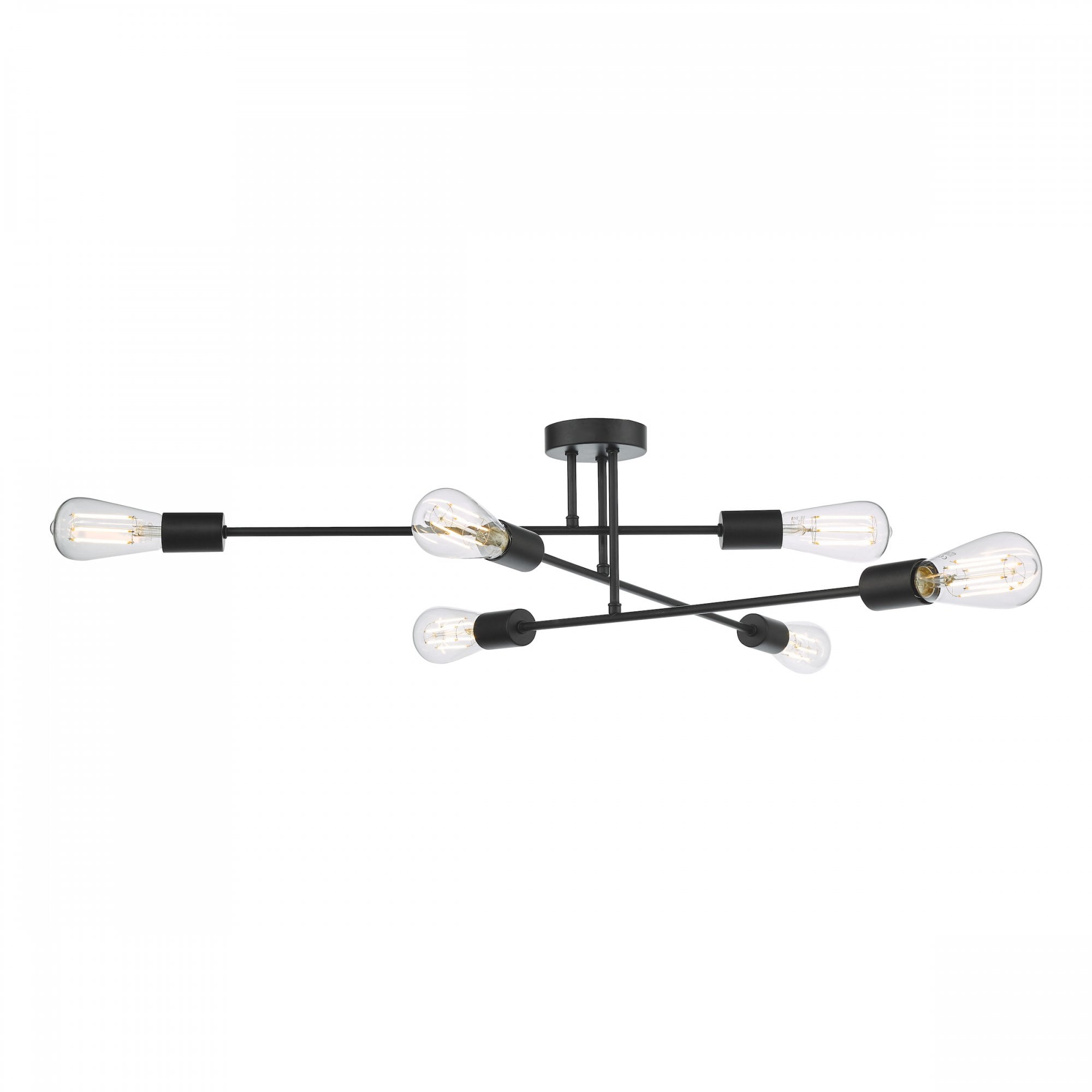 Neve Industrial 6 Light Flush Ceiling Light In Black Finish NEV6422