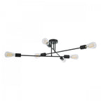 Neve Industrial 6 Light Flush Ceiling Light In Black Finish NEV6422