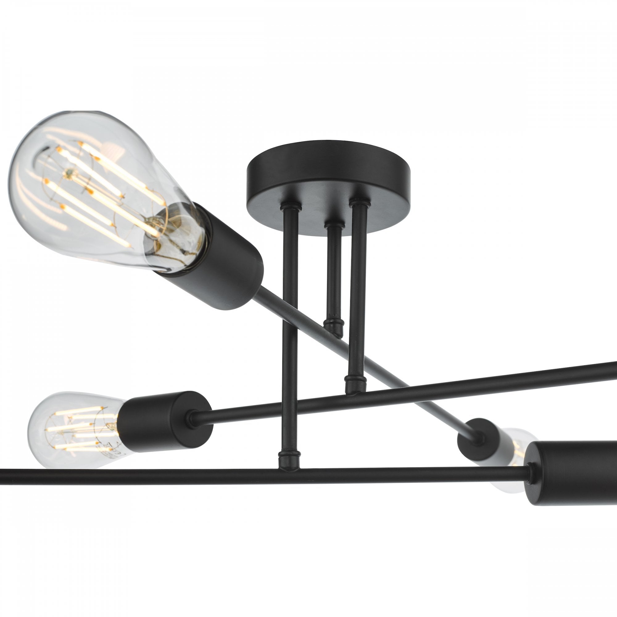 Neve Industrial 6 Light Flush Ceiling Light In Black Finish NEV6422