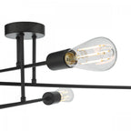 Neve Industrial 6 Light Flush Ceiling Light In Black Finish NEV6422
