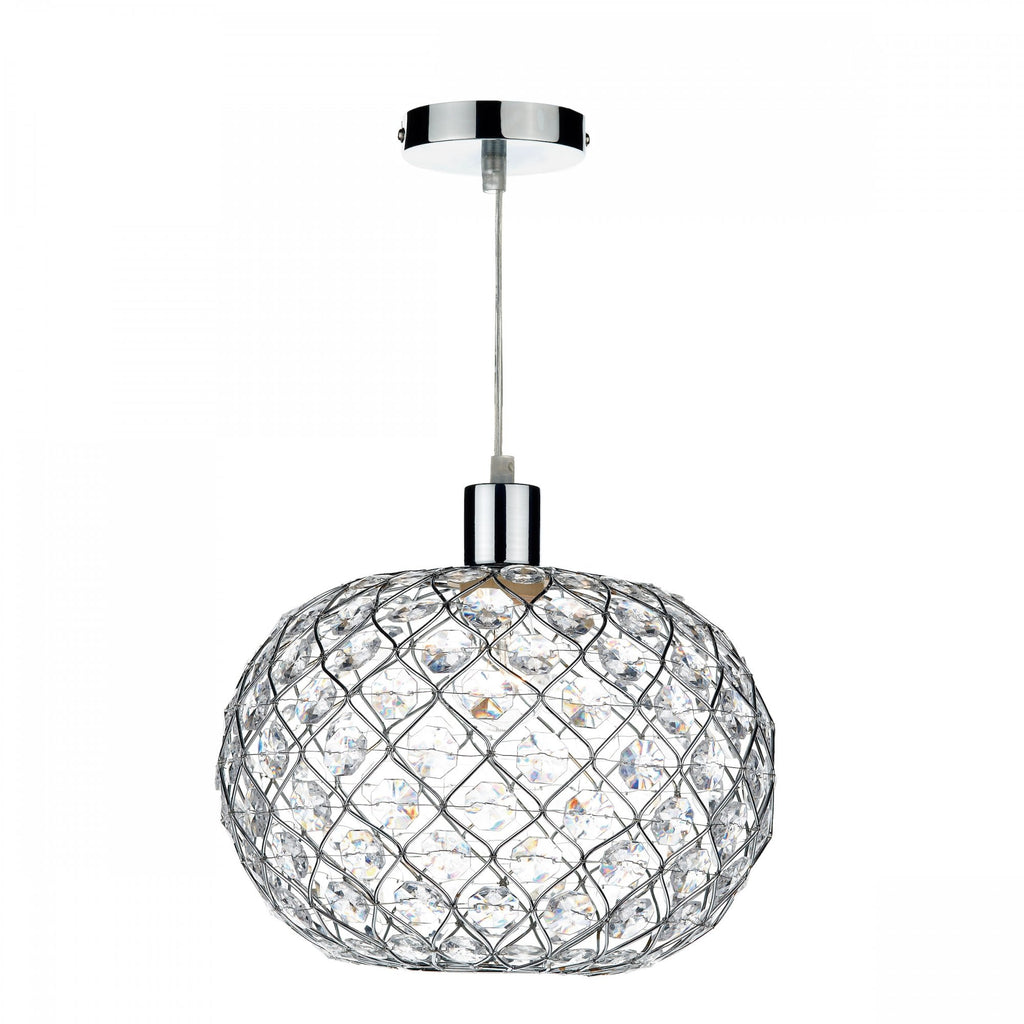 Juanita Easy Fit Ceiling Pendant Light In Chrome Finish With Faceted Acrylic Decoration JUA6550