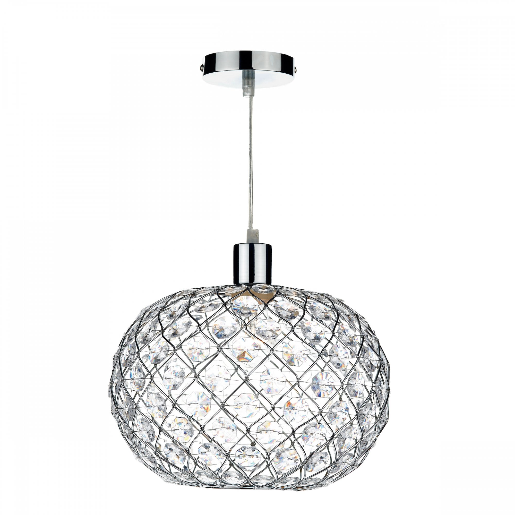 Juanita Easy Fit Ceiling Pendant Light In Chrome Finish With Faceted Acrylic Decoration JUA6550