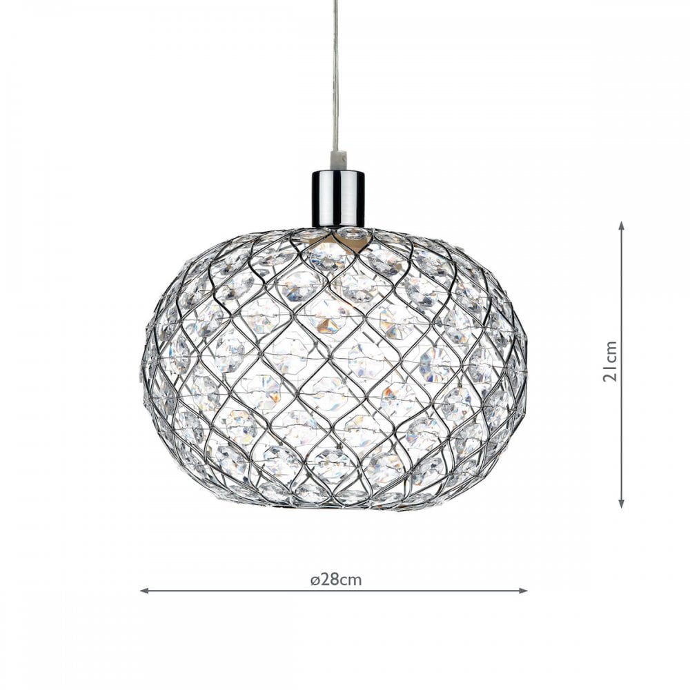 Juanita Easy Fit Ceiling Pendant Light In Chrome Finish With Faceted Acrylic Decoration JUA6550