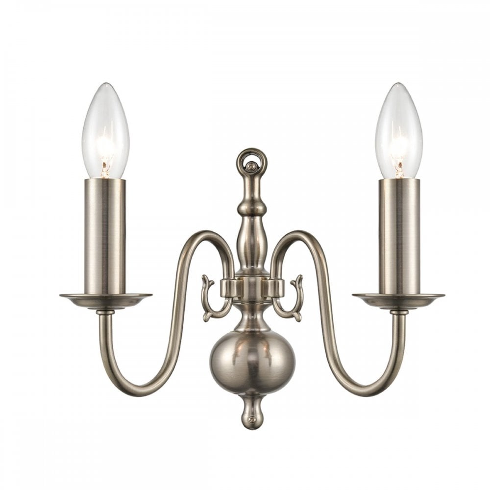 Holandesa Flemish 2 Light Wall Light In Pewter Finish 54392