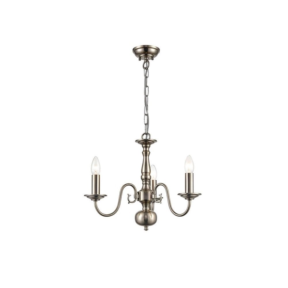 Holandesa Flemish 3 Light Ceiling Pendant Light In Pewter Finish 54393