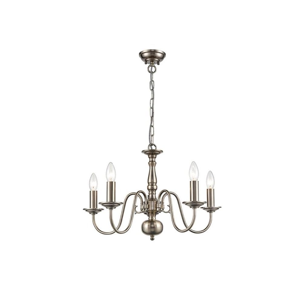 Holandesa Flemish 5 Light Ceiling Pendant Light In Pewter Finish 54394