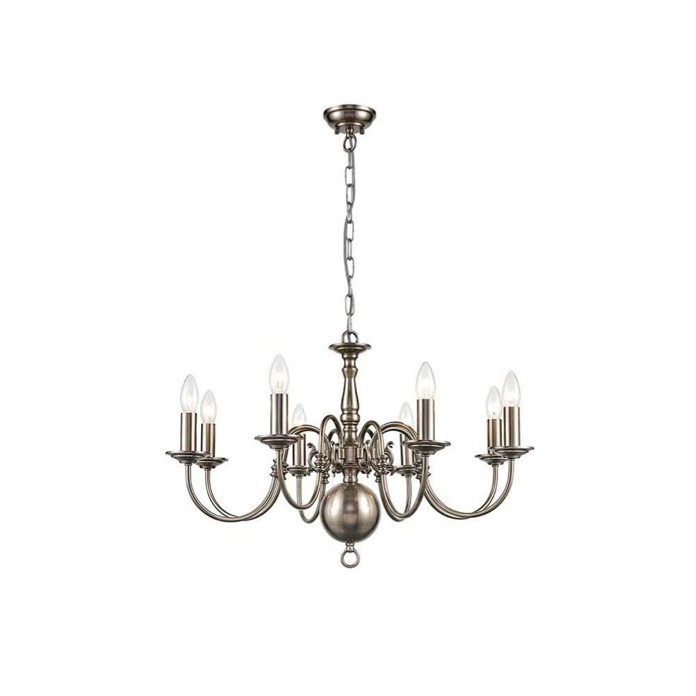 Holandesa Flemish 8 Light Ceiling Pendant Light In Pewter Finish 54395