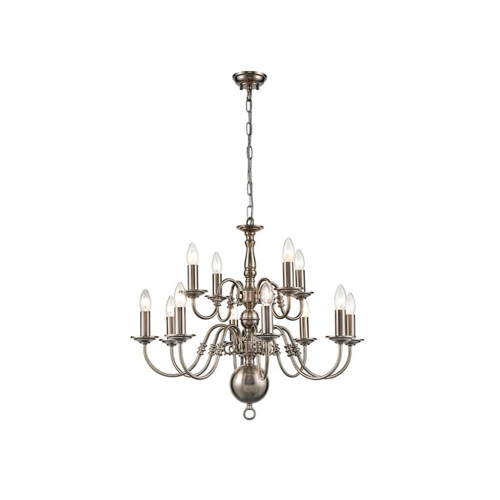 Holandesa Flemish 12 Light Ceiling Pendant Light In Pewter Finish 54396