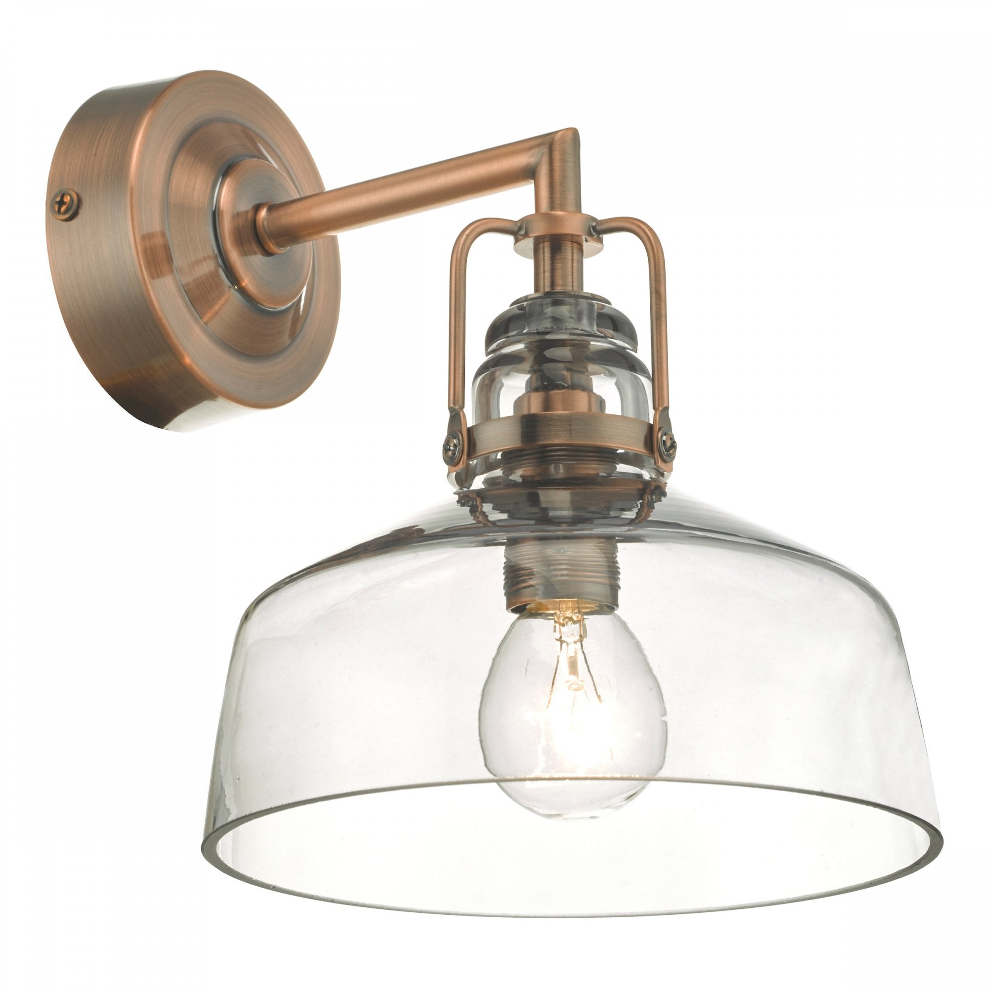 Miles Wall Light In Antique Copper Finish With Smoked Glass MIL0764