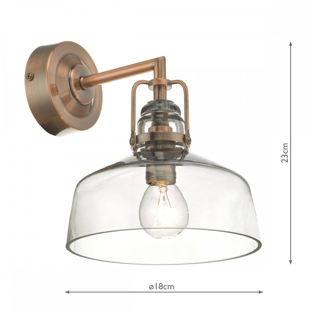 Miles Wall Light In Antique Copper Finish With Smoked Glass MIL0764