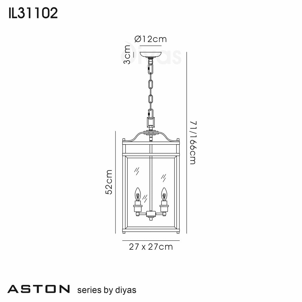 IL31102 Aston 3 Light Chrome Ceiling Lantern