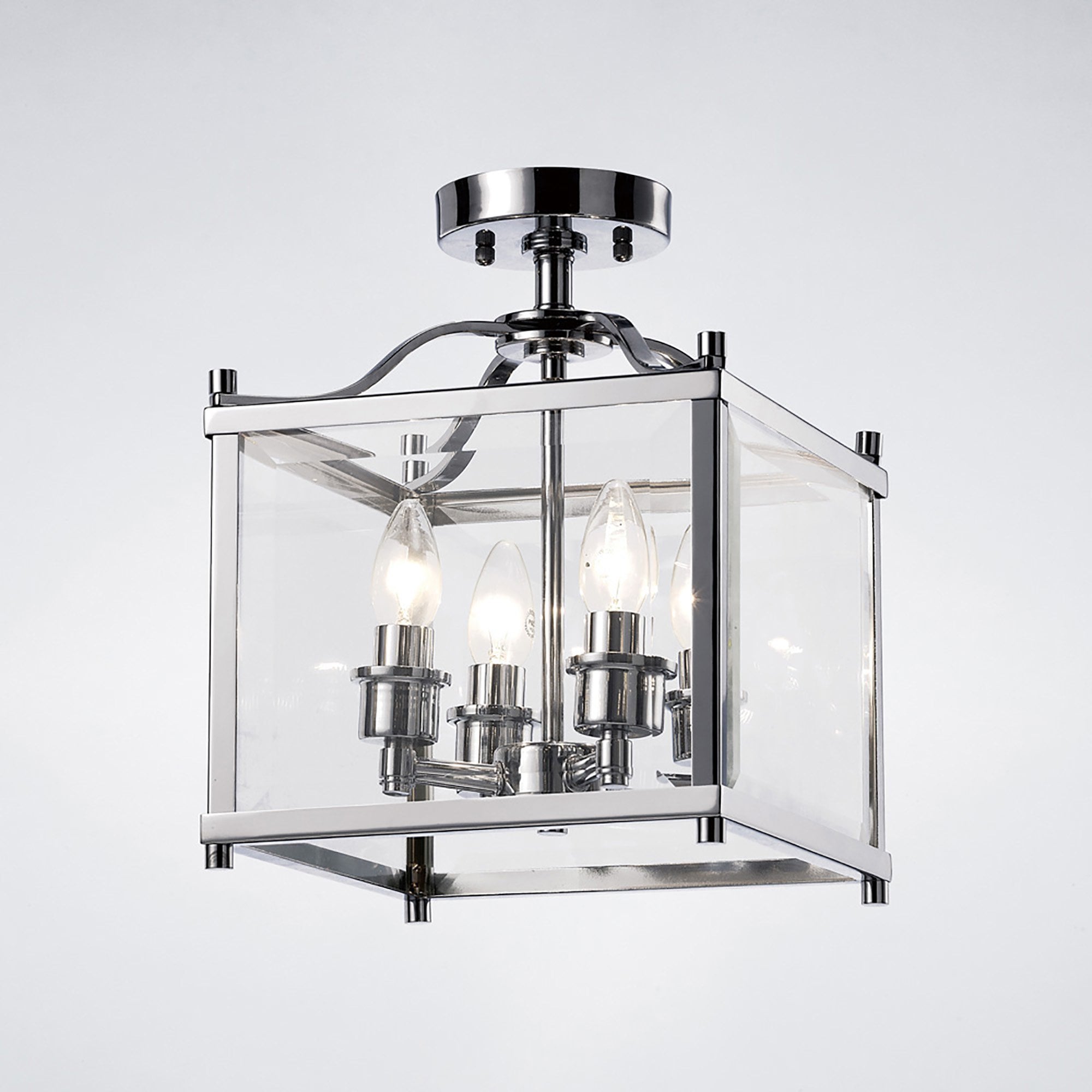 IL31101 Aston 4 Light Chrome Ceiling Lantern