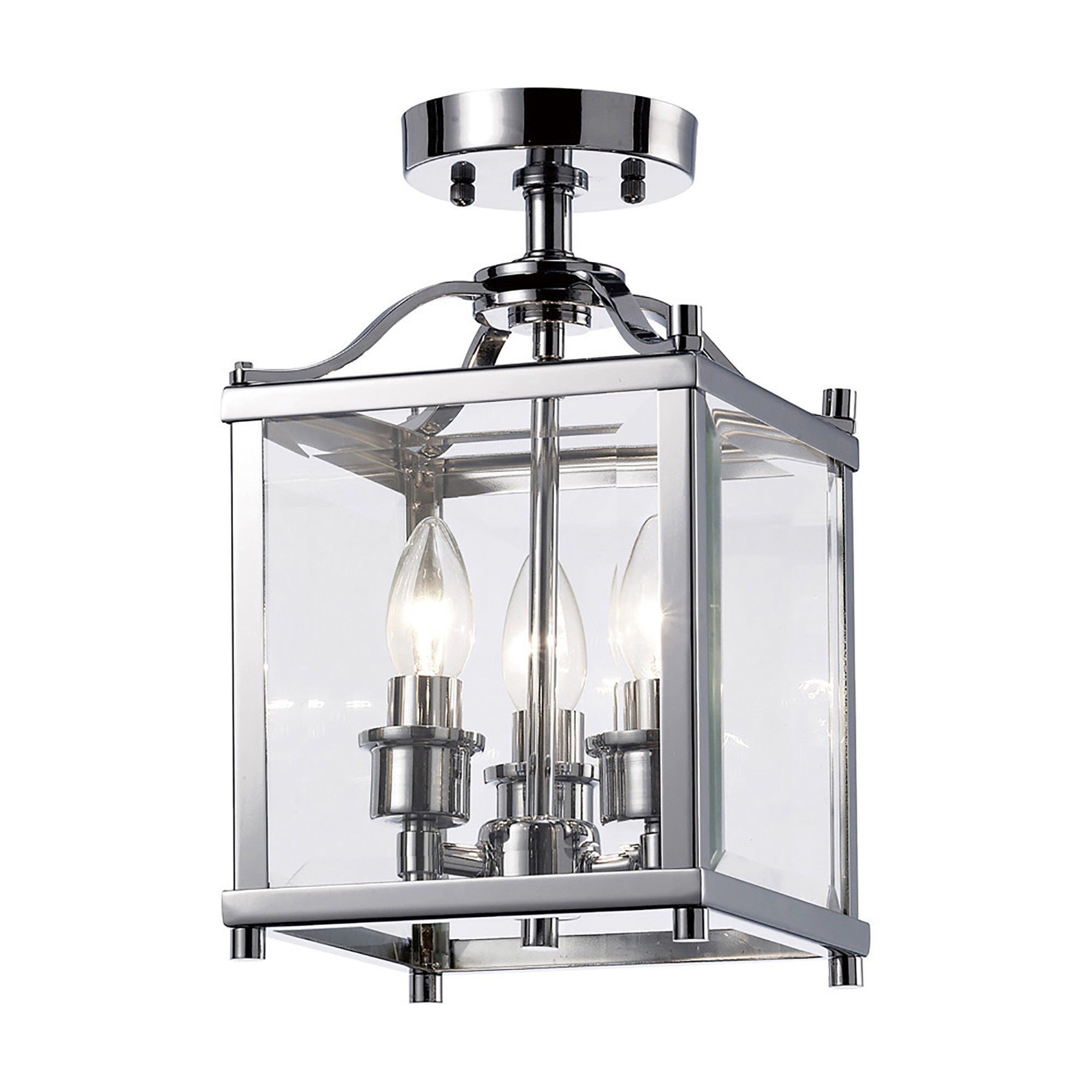 IL31100 Aston 3 Light Chrome Ceiling Lantern