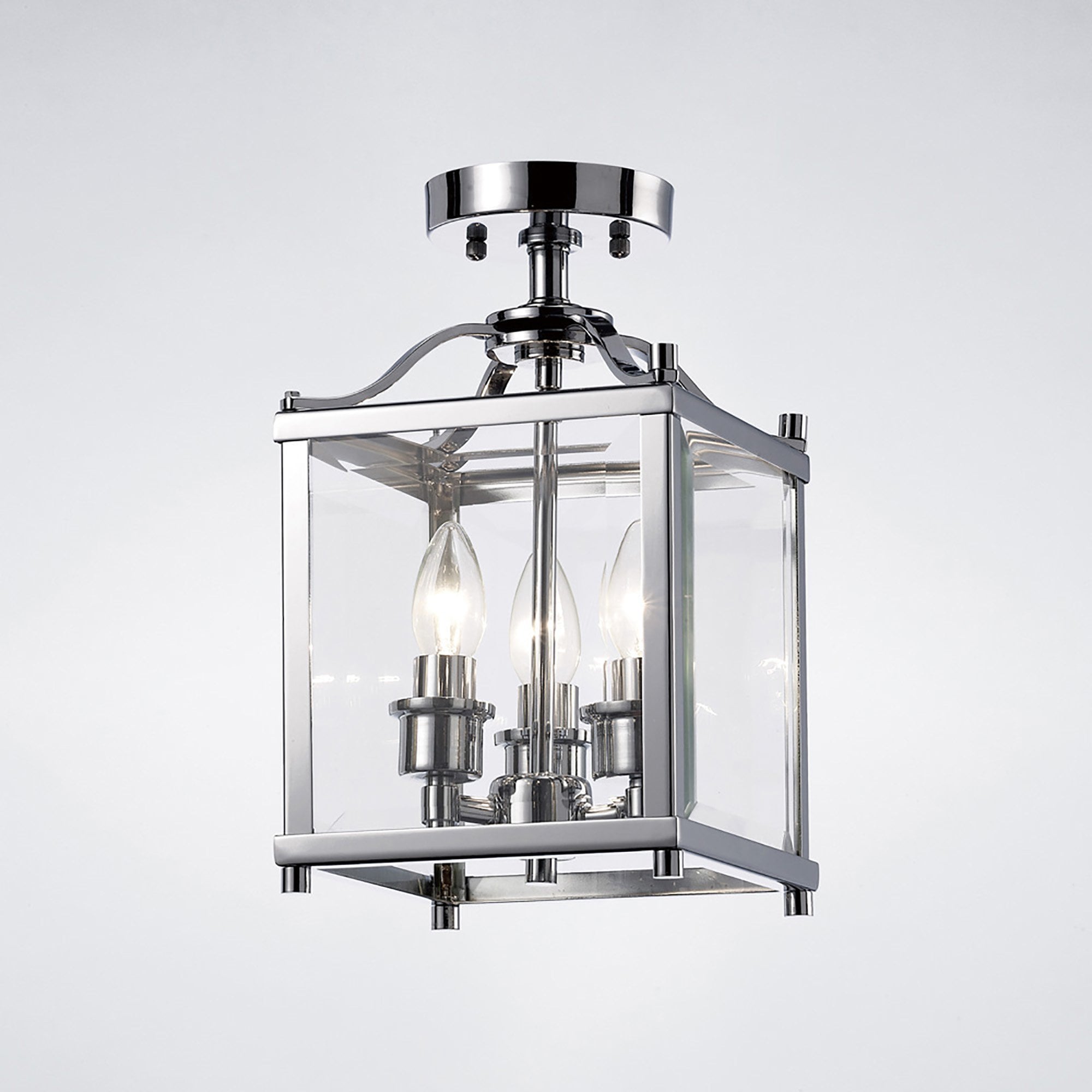 IL31100 Aston 3 Light Chrome Ceiling Lantern