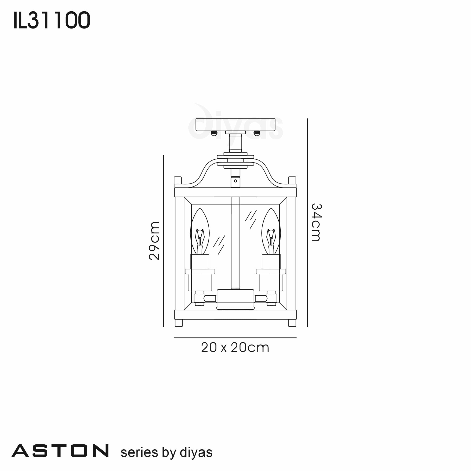 IL31100 Aston 3 Light Chrome Ceiling Lantern
