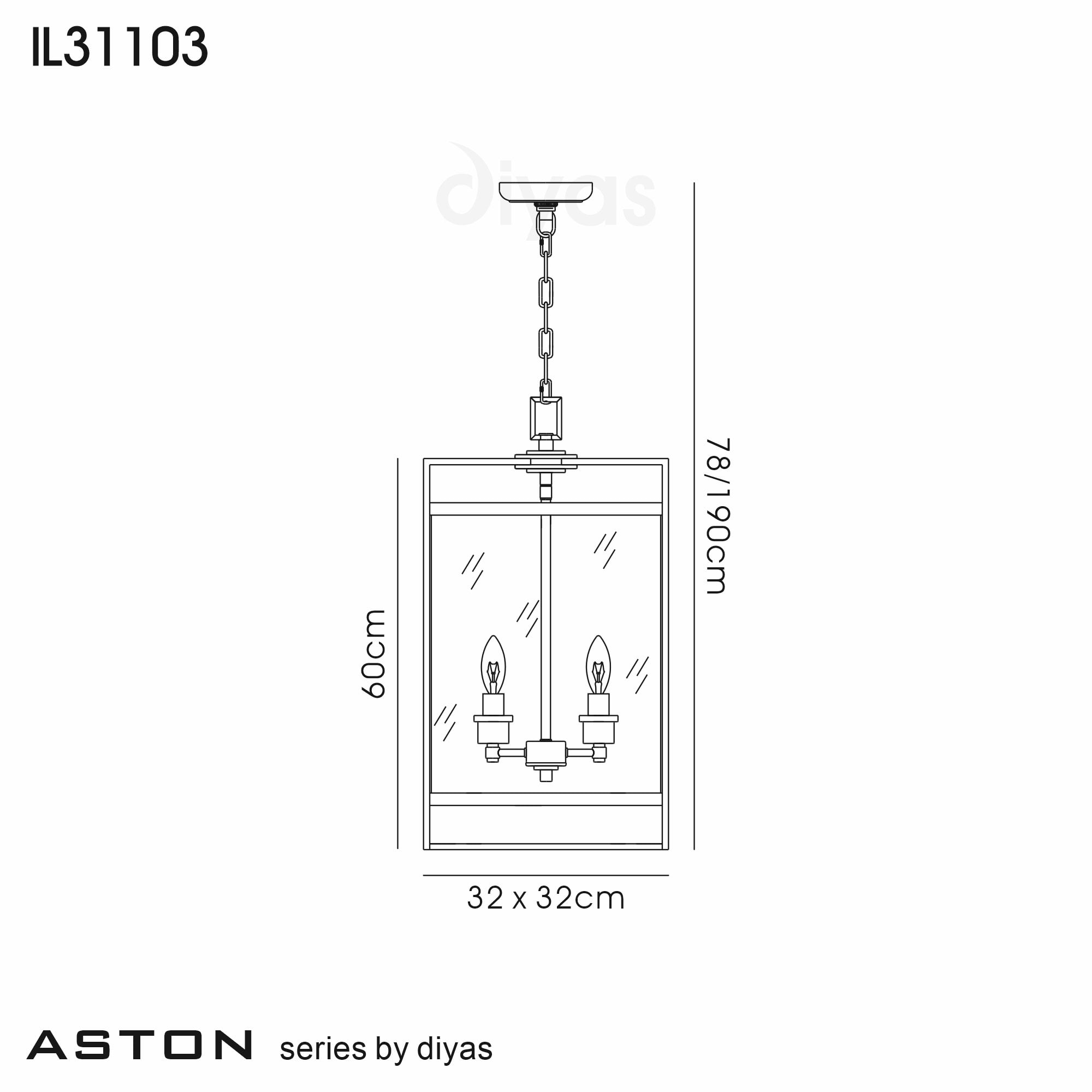 IL31103 Aston 4 Light Chrome Ceiling Lantern