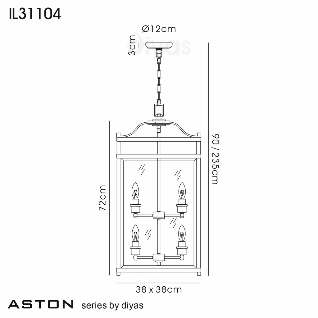 IL31104 Aston 6 Light Chrome Ceiling Lantern