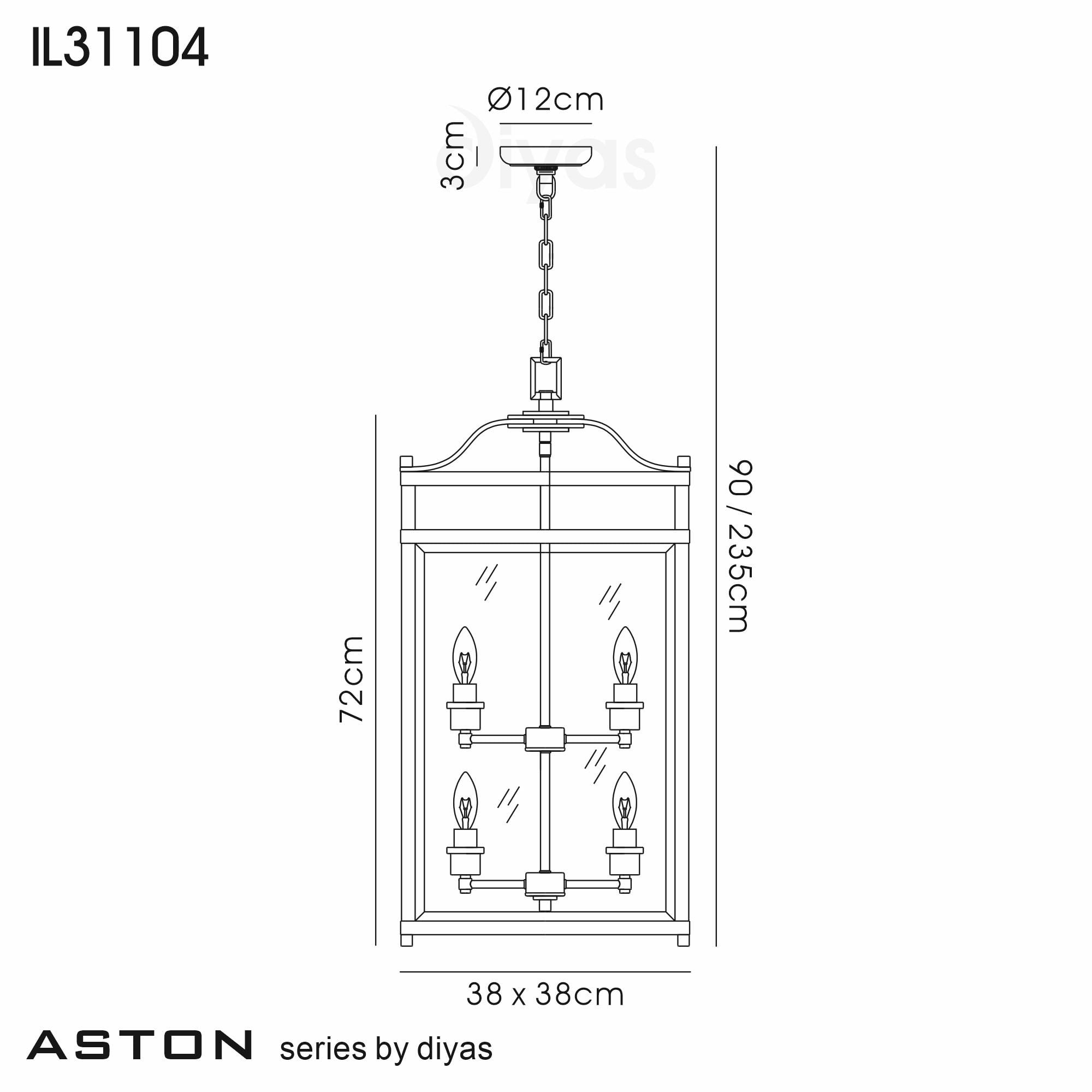 IL31104 Aston 6 Light Chrome Ceiling Lantern