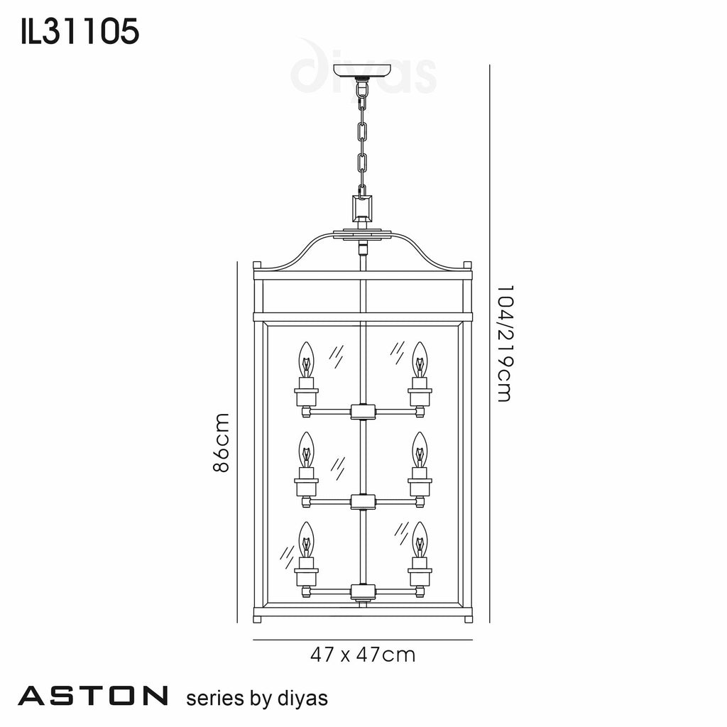 IL31105 Aston 12 Light Chrome Ceiling Lantern