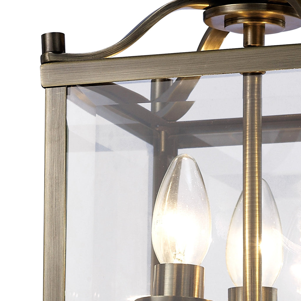 IL31110 Aston 3 Light Antique Brass Ceiling Lantern