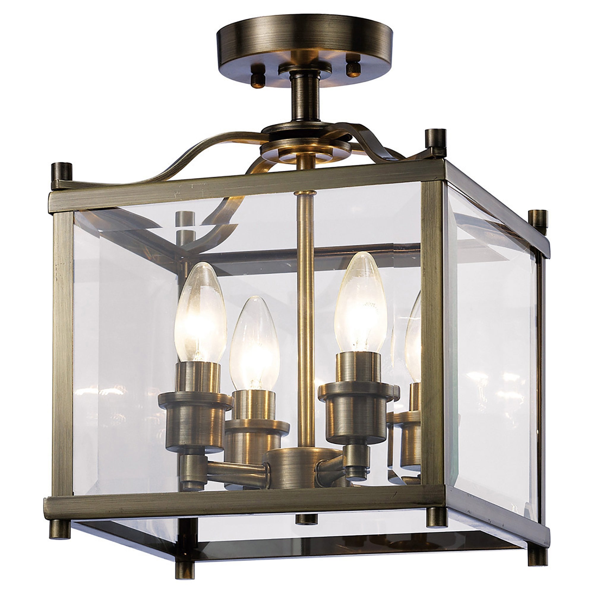 IL31111 Aston 4 Light Antique Brass Ceiling Lantern