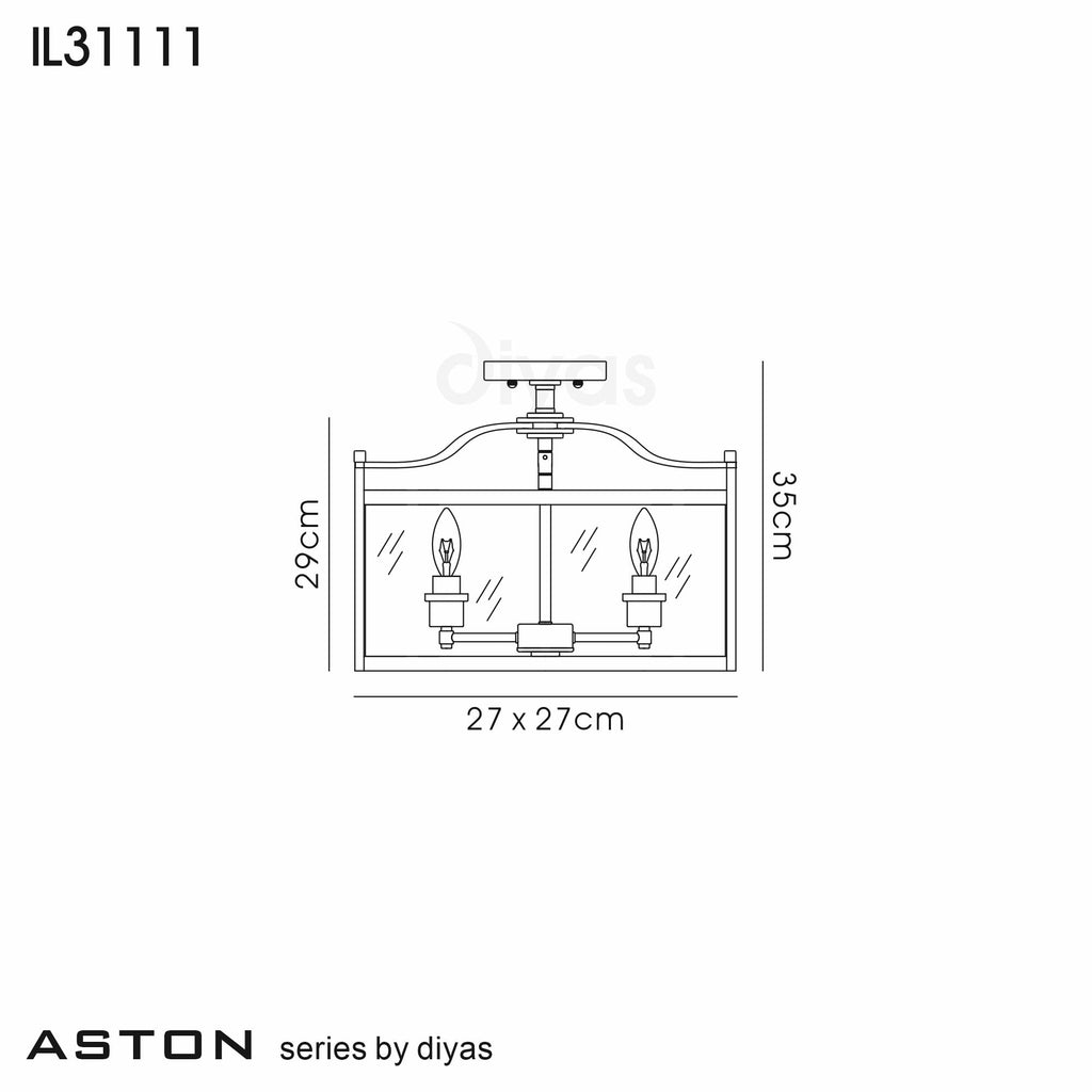 IL31111 Aston 4 Light Antique Brass Ceiling Lantern
