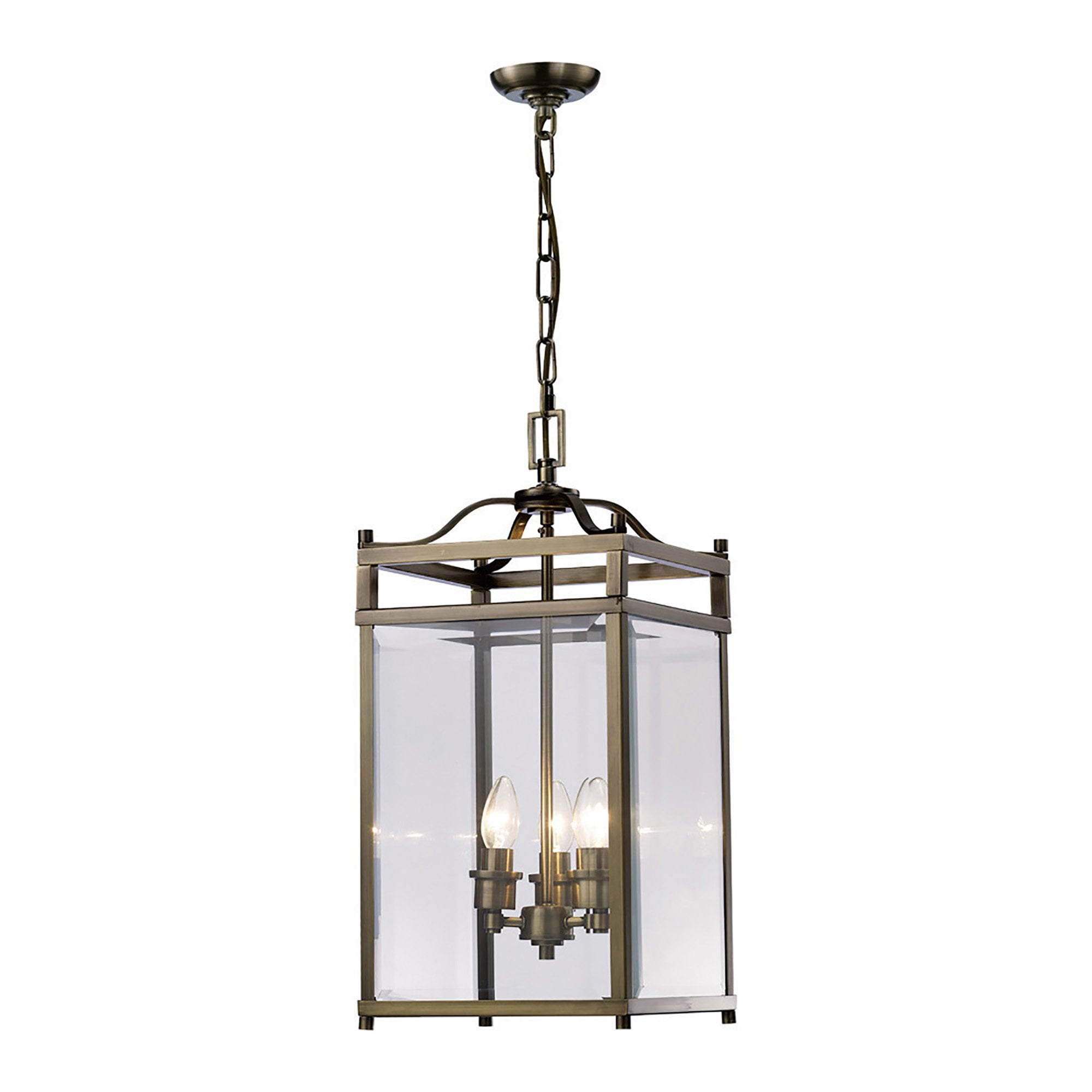 IL31112 Aston 3 Light Antique Brass Ceiling Lantern