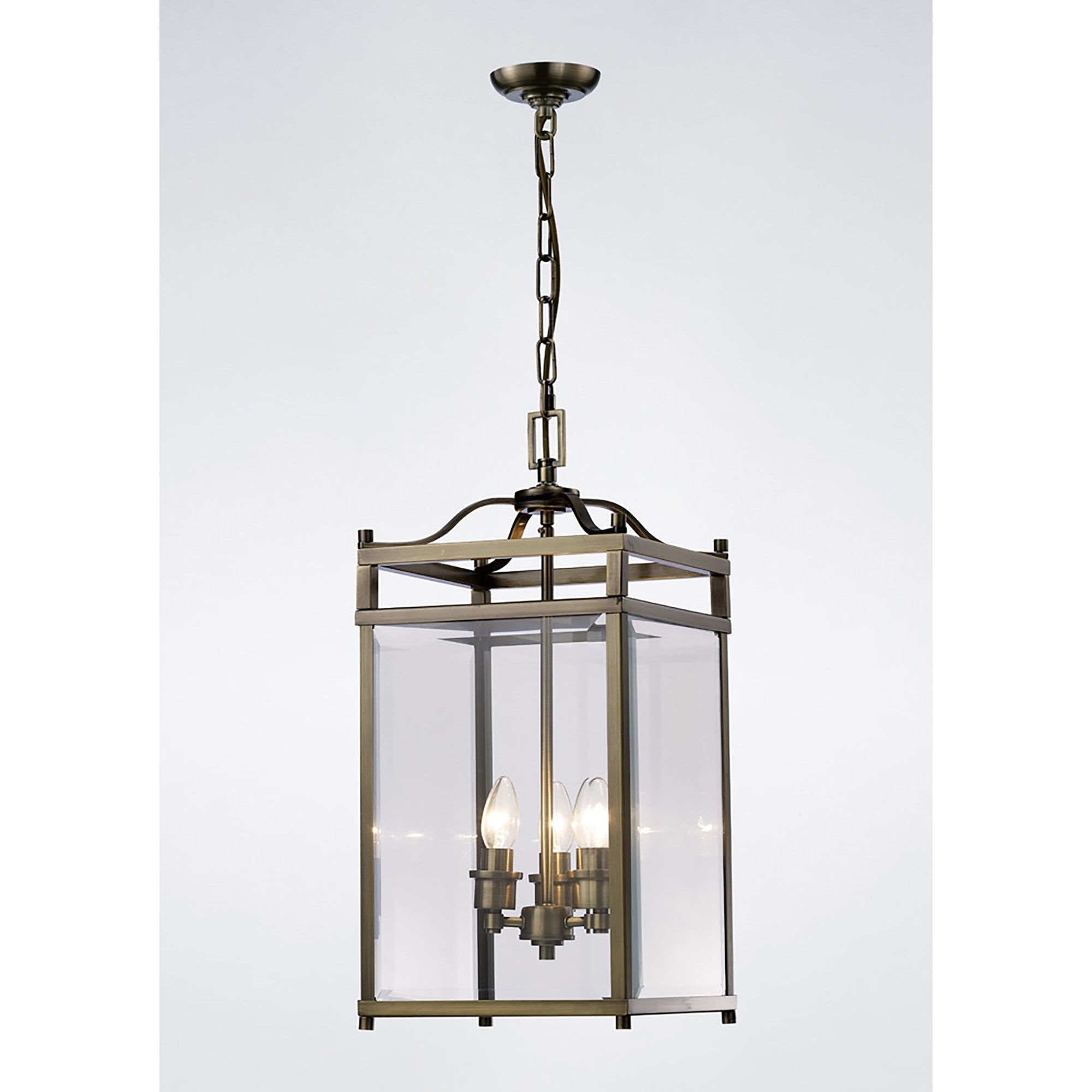 IL31112 Aston 3 Light Antique Brass Ceiling Lantern
