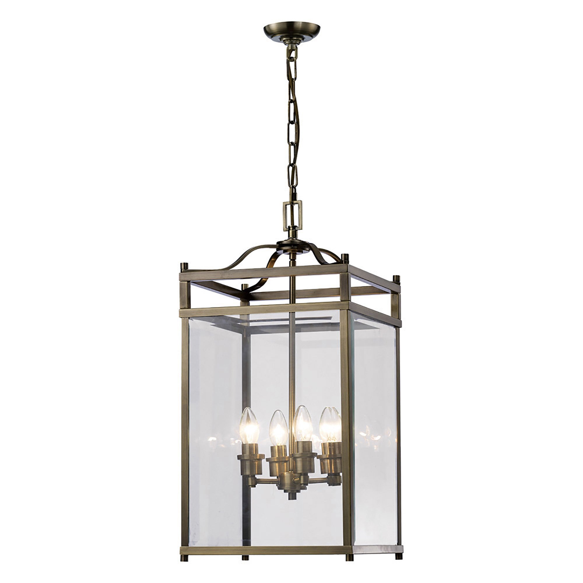 IL31113 Aston 4 Light Antique Brass Ceiling Lantern