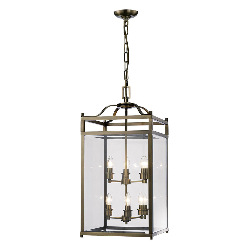 IL31114 Aston 6 Light Antique Brass Ceiling Lantern
