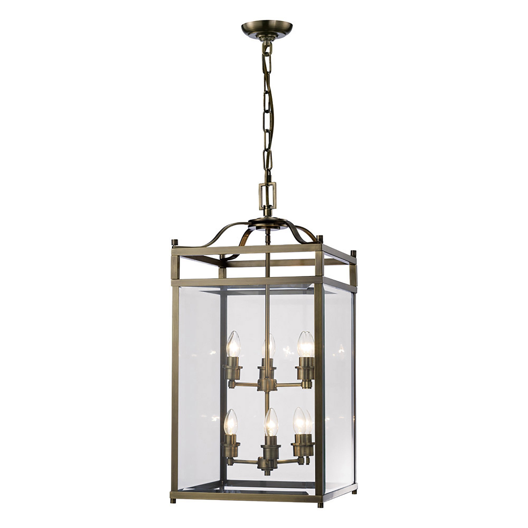 IL31114 Aston 6 Light Antique Brass Ceiling Lantern