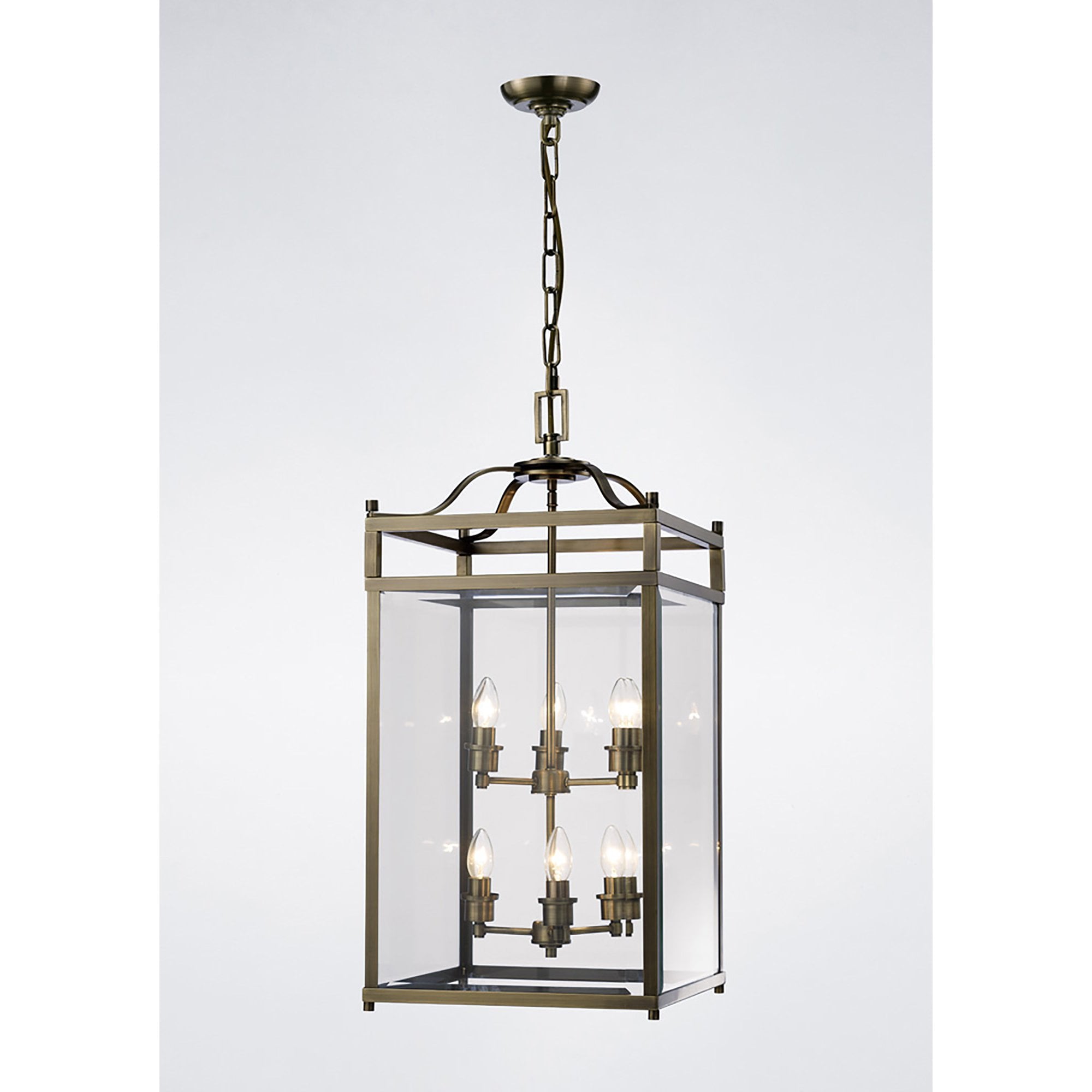 IL31114 Aston 6 Light Antique Brass Ceiling Lantern
