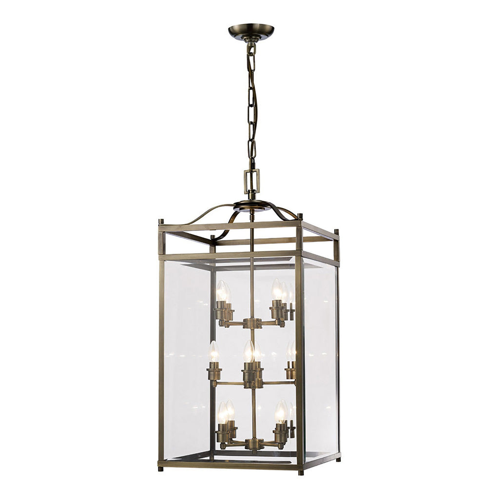 IL31115 Aston 12  Light Antique Brass Ceiling Lantern