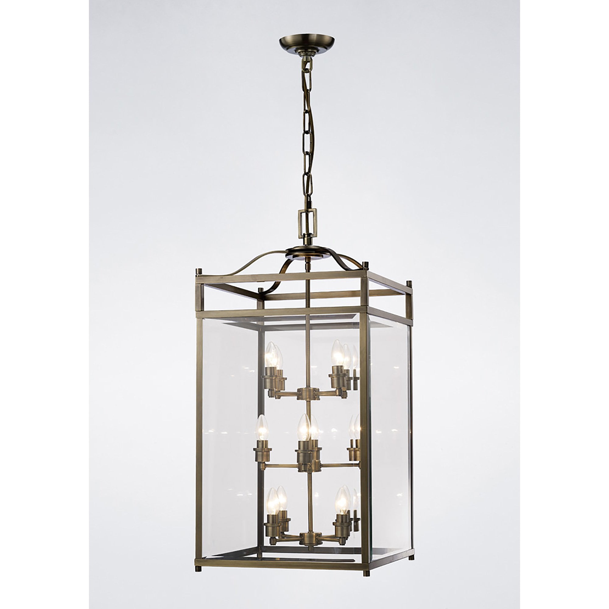 IL31115 Aston 12  Light Antique Brass Ceiling Lantern