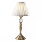 Beau Classic Touch Table Lamp In Antique Brass Finish With White Faux Silk Shade BEA4075