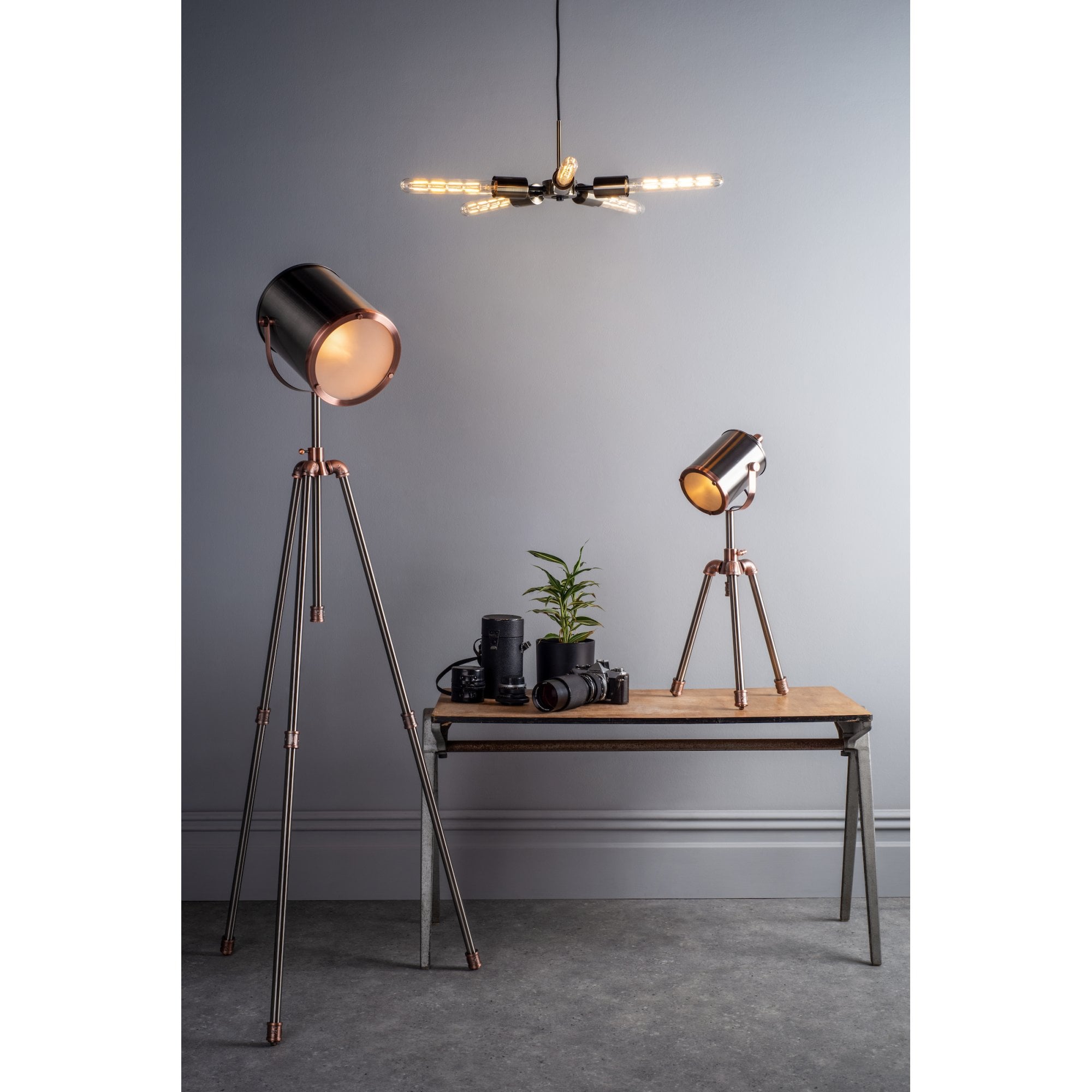 Jake Table Lamp In Antique Silver And Copper Finish JAK4021